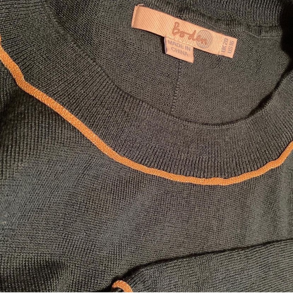 BODEN Dark green with gold piping sweater size 16